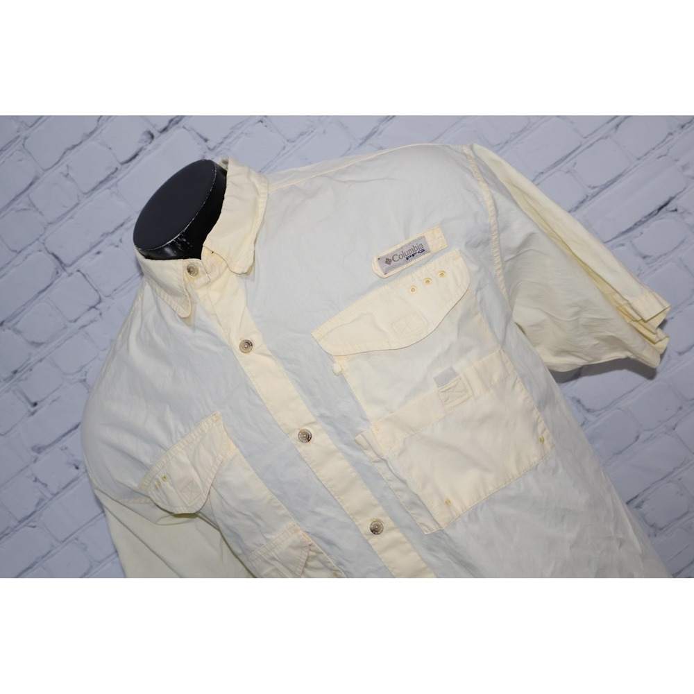 Columbia PFG Performance Fishing Gear Shirt Mens 2XL Yellow Bahama II